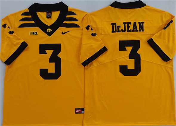 Mens Iowa Hawkeyes #3 Cooper DeJean Yellow 2025 Stitched Jersey